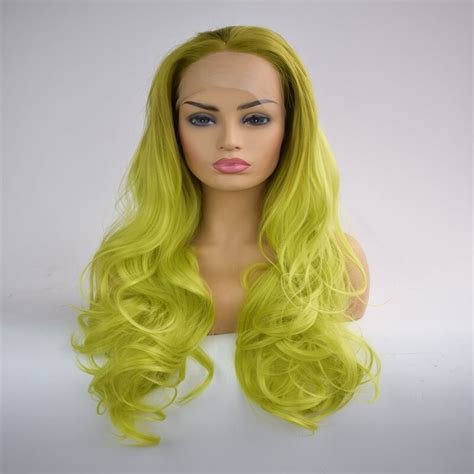 Bombshell Dark Roots Ombre Light Green Synthetic Lace Front Wigs