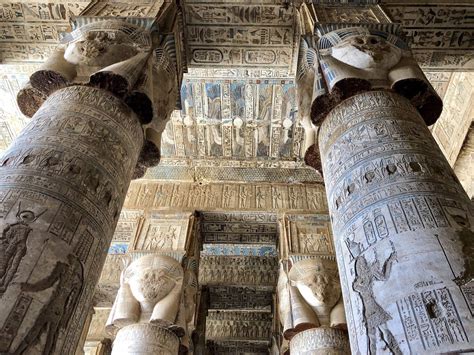 Its Sad To See That Every Single Image Of Hathor Atop The Columns Has Been Vandalized Egyptian