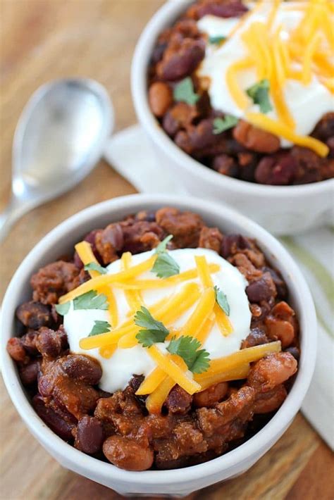 Crock Pot Three Bean Chili Yummy Healthy Easy