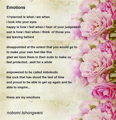 Emotions By Nobomi Tshongweni Emotions Poem
