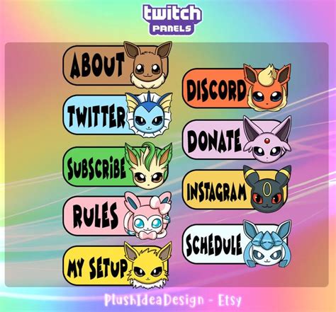 Cute Pokemon Theme Panels 9 Twitch Panel Package Graphics For Streamer