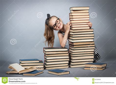 Girl With Glasses Reading A Book Stock Image Image Of Class Friendly