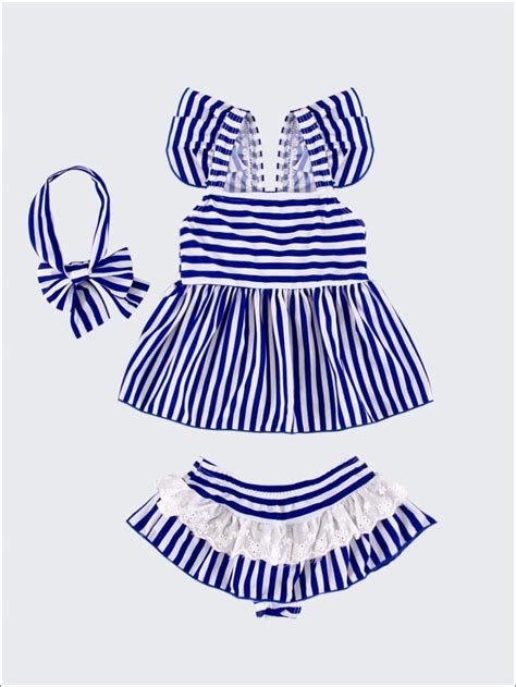 Stripe Where I Belong Two Piece Swimsuit Royal Blue Skirts Stripe