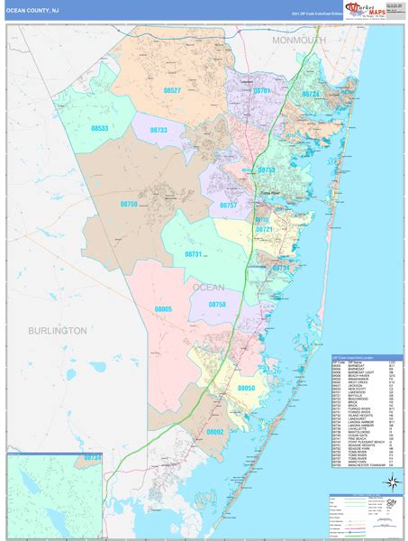 Wall Maps Of Ocean County New Jersey