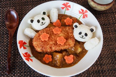 Japanese Chicken Katsu Curry Recipe With Panda Bear Onigiri Food Is