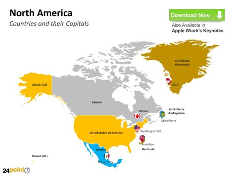 Map Of North America Editable Powerpoint Presentation