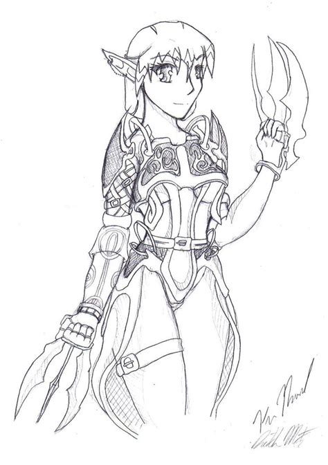 Anime Elf Warrior Coloring Pages Sketch Coloring Page