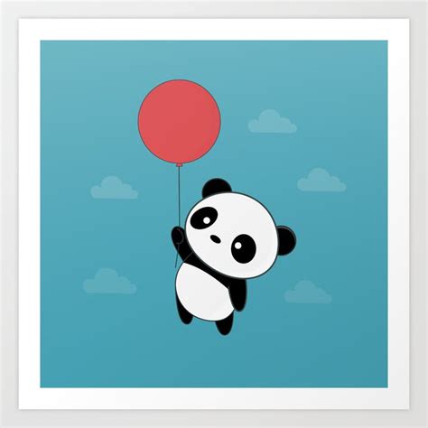 Kawaii Cute Panda Flying Art Print By Wordsberry Society6