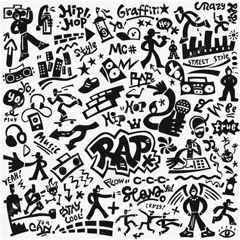 Rap Music Hip Hop Culture Icon Set — Stock Vector © Topform 190679486
