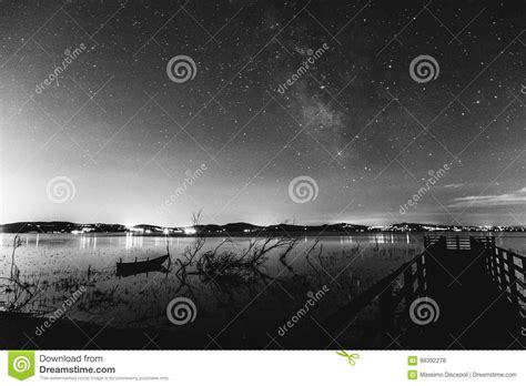 Milky Way Over A Lake Stock Photo Image Of Nightscape 98392278