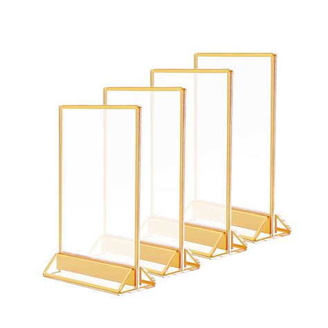 buy 5x7 acrylic commercial menu holders with gold borders and vertical stand clear double sided