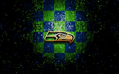 Download Wallpapers Seattle Seahawks Glitter Logo Nfl Blue Green