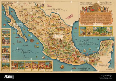 Mapa Ilustrado De La Republica Mexicana Publicado Por Margaret M Crane Eugenio Fischgrund Stock