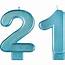 Blue Number 21 Birthday Candles 2pc  Party City