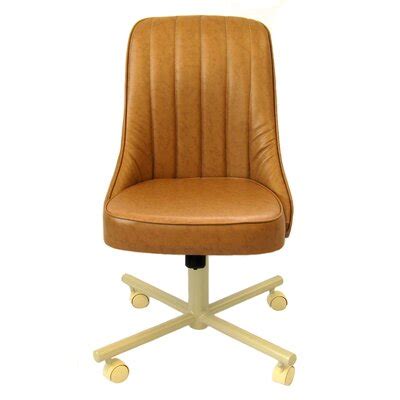 The dining chair has wheels on the bottom, which make it mobile, and is fitted with an upholstered seat cushion in a cream color. Kitchen & Dining Chairs with Casters | Wayfair