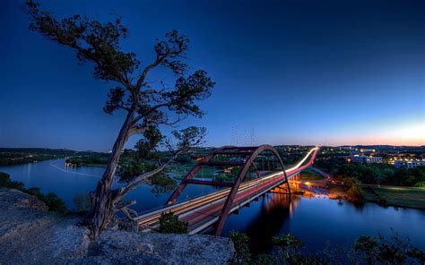 Hd Wallpaper 360 Bridge Austin Texas City Light Trails Town