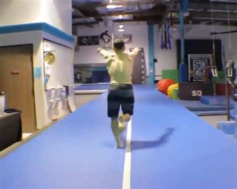 Guy Lands Double Layout Trick On Gymnastic Tumbling Mat Jukin Licensing