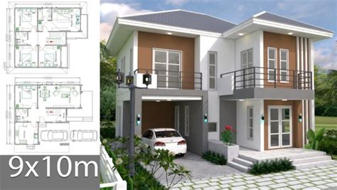 House Plans Design 9x10m 5beds Samphoascom