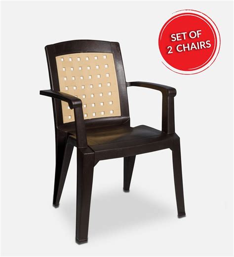 Buy Vogue Plastic Chair Set Of 2 In Brown Colour By Italica Online Plastic Chairs Plastic