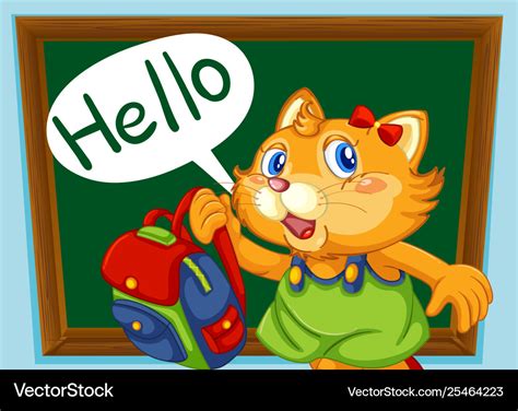 A Cat Student Say Hello Royalty Free Vector Image
