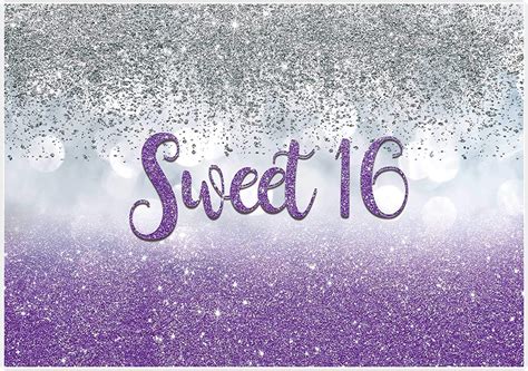 Allenjoy Sweet 16 Silver Purple Bokeh Glitter Backdrop 7x5ft For Girls