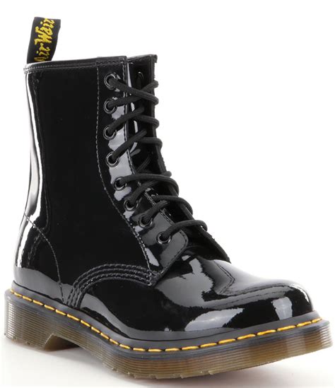 Black Patent Dr Martins Combat Boots New Wore One Time