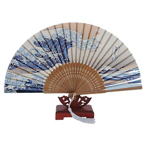 Japanese Handheld Folding Fan With Traditional Japanese Ukiyo E Art