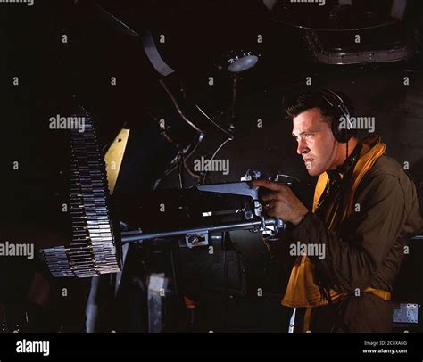 Waist Gunner In Boeing B 17 Flying Fortress World War Ii Stock Photo