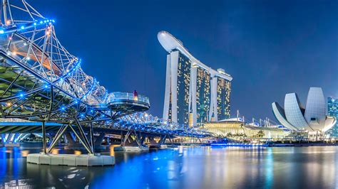 Desktop Wallpapers Singapore Helix Bridge Bridges Night 3840x2160