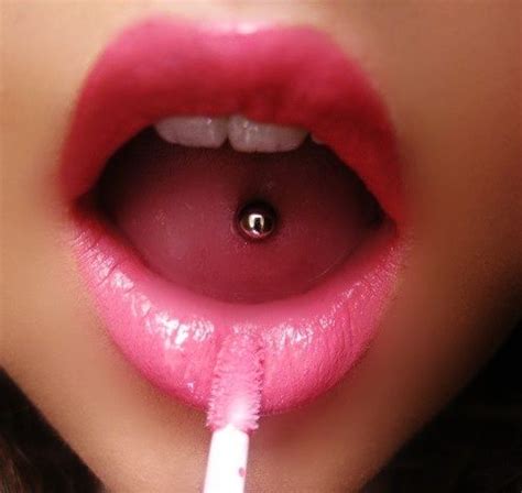 pretty shade pink lip tounge piercing tongue piercing piercings
