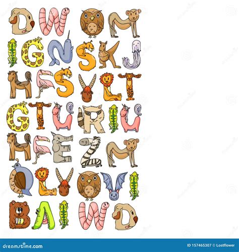 Animal Alphabet Zoo Alphabet Letters From A To Z Cartoon Cute