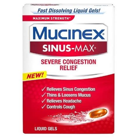 Mucinex Sinus-Max Severe Congestion Relief Liquid Gels 16 ea