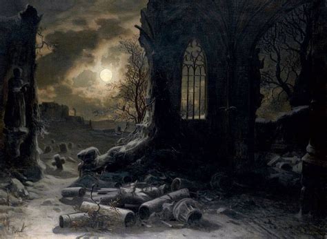 Felix Kreutzer Ruins Of A Gothic Chapel At Full Moon Night 1868