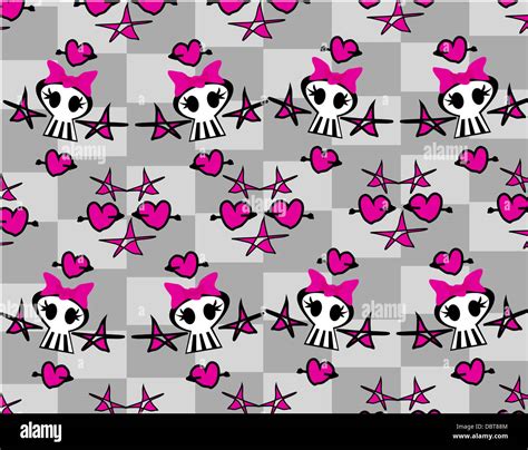 Seamless Emo Skulls Pattern Stock Photo Alamy