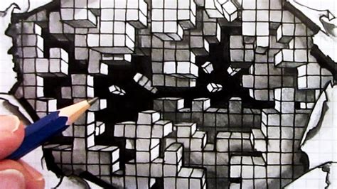 How To Draw An Optical Illusion Falling Cubes 3d Hole In Paper