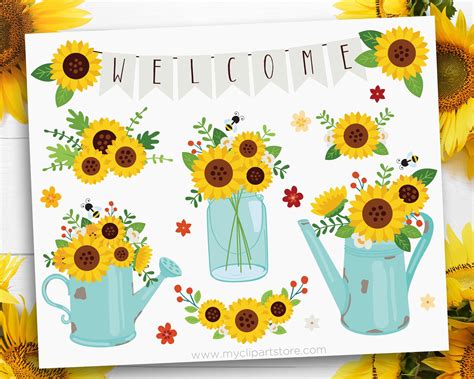 Sunflowers Clipart Teal Mason Jar Svg Rusty Flower Container Etsy