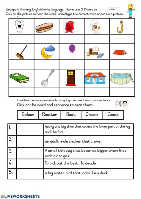 Become a part of the busyteacher.org community, where you'll find 14,321 vocabulary worksheets to download and use in your lessons every day! Grade 3:English Term 2 Week 4:Home-test 3:Friday worksheet