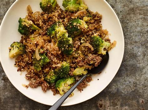 Easy recipes for ground beef casserole. Beef and Broccoli Quinoa Bowl Recipe | SELF