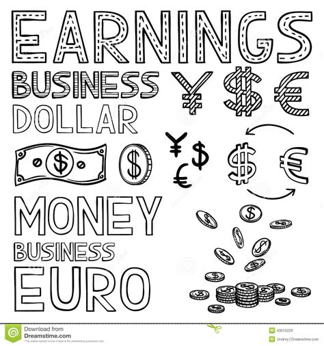 Hand Draw Finance And Money Doodle Sketch Business Stock Vector