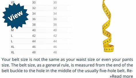 womens belt size chart