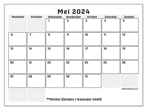 Kalender Mei 2024 Om Af Te Drukken “44mz” Michel Zbinden Be