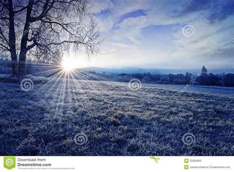 Winter Morning With Sunrise Stock Photos Image 33394663
