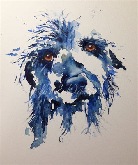 Lurcher In Blue Watercolour Painting By Artist Jane
