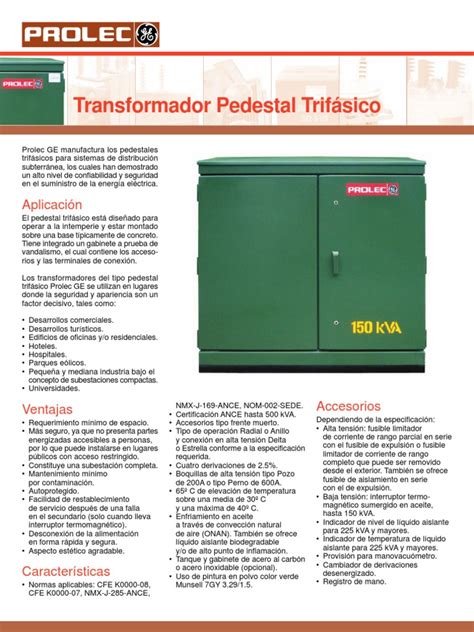 Transformador Prolecpedestal3pppdf Fusible Eléctrico Transformador
