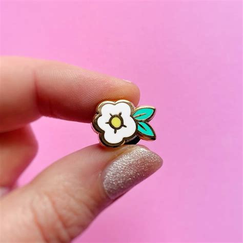 White Flower Enamel Pin By Stacey Mcevoy Caunt