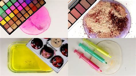 Mixing Makeup Eyeshadow Lipstick Into Slime Satisfying Slime Video