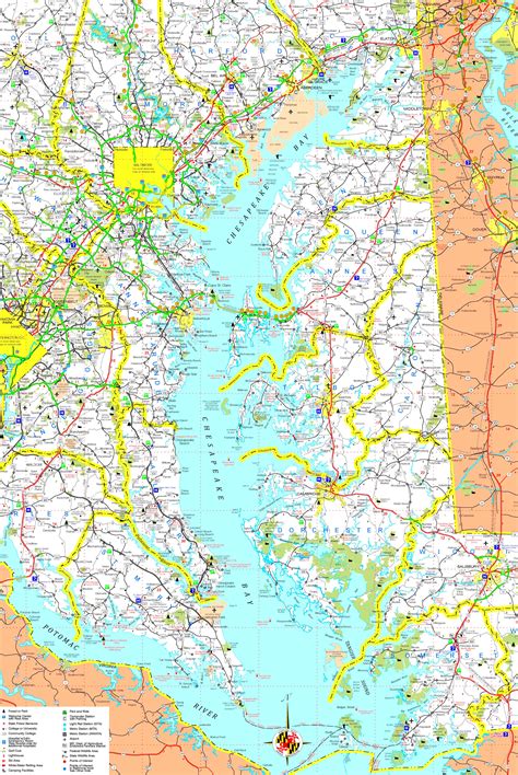 Large Detailed Map Of Chesapeake Bay