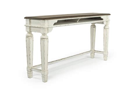 Realyn Counter Height Sofa Bar Table In Antiqued Two Tone Finish