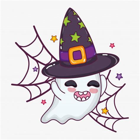 A Cartoon Tooth Wearing A Witchs Hat On Top Of A White Background With