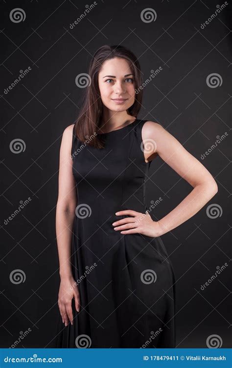 Elegant Nice Girl Is Posing With Hand On Her Waist Stock Image Image